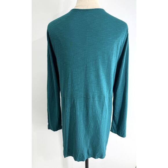 Chicos Cardigan Womens Medium Teal Ultimate Tee Slub Knit Open Front Cotton - Picture 5 of 8